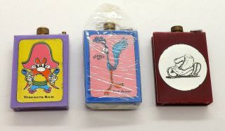 3 Permanent Match Lighters,  2 Looney Tunes And A 3rd Roadrunner & Yosemite Sam