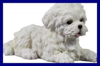 4.  5 " Maltese Puppy Lying Down Decorative Statue Figurine White Party W4.  5 " Home