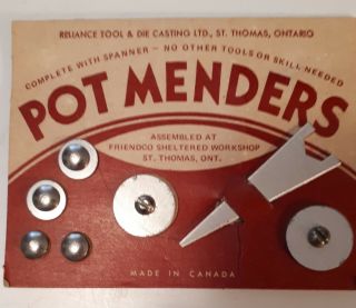 Rare Vintage Canadian (st.  Thomas; Ont) " Pot Menders " Complete Card -