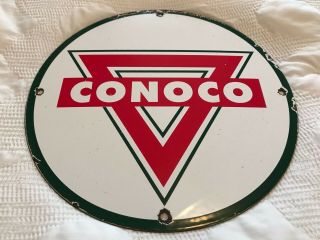 Vintage Conoco Porcelain Sign,  Gasoline,  Gas Station,  Pump Plate Oil Rack