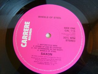 Saxon - Wheels Of Steel CAL 115 UK LP 1st Press 1980 Carrere 747 EX 3