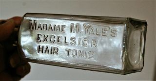 Embossed Antique/vintage Medicine Bottle,  Madame Yale Hair Tonic [11]