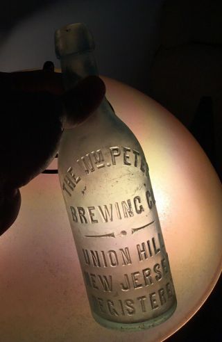 1800s Union Hill Nj William Peter Brewing Co Embossed Beer Bottle Advertising