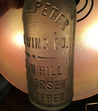 1800s Union Hill NJ William Peter Brewing Co Embossed Beer Bottle Advertising 5