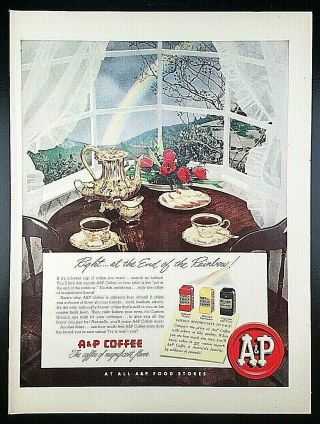 1952 A&p Coffee Table Cups Rainbow Photo Print Ad Vintage Advertisement
