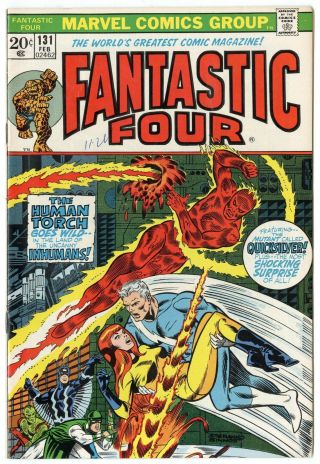 Fantastic Four 131 Nm - 9.  2 Ow/white Pages Quicksilver Marvel 1973
