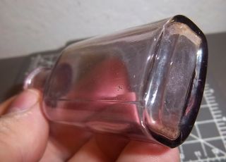 Vintage purple tinted glass bottle,  3.  5 x 1.  25 inches color 4