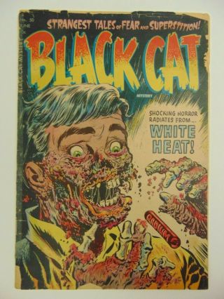 Black Cat Mystery 50 1954.  Classic Melting Face Cover