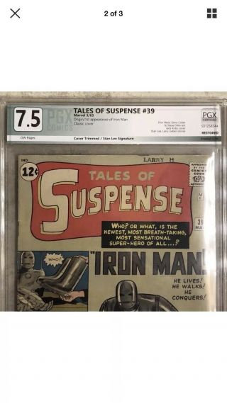 Tales Of Suspense 39 Pgx 7.  5 Signed By Stan Lee (R) OW Pages 2