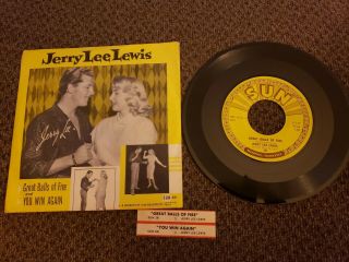 Jerry Lee Lewis - " Great Balls Of Fire " Sun 281 W/ Pic Sleeve And Jukebox Tag