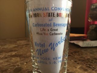 37th York State Soda Bottlers Convention Souvenir Glass April 5 - 6,  1959 Ny