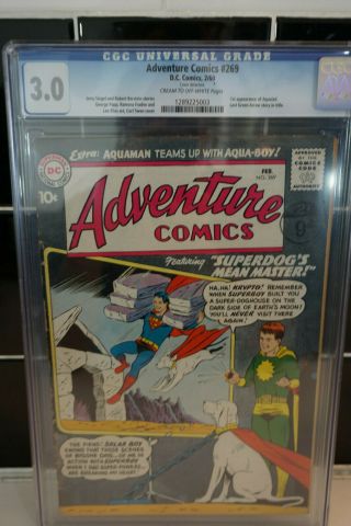 Adventure Comics 269 Cgc 3.  0 C/ow 1960 Dc 1st App Aqualad Superman Green Arrow