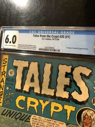 Tales From The Crypt 20 (1) 1950 EC Comics First Issue CGC 6.  0 Crypt Of Terror 3