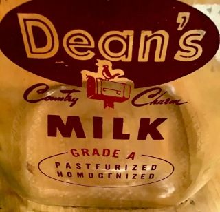Deans Dairy Square 1 Gallon Glass Two Color Strong Milk Jug