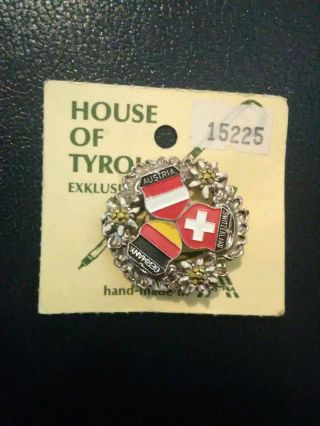 House Of Tyrol Vintage Collectible Brooch Pin Button Austria Germany Switzerland