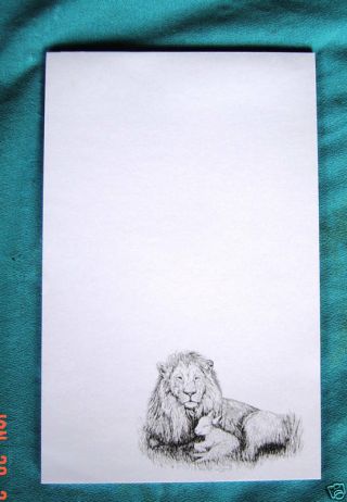 Lion And Lamb 3 Notepads 50 Sheets 8.  5x5.  5 B&w Drawing