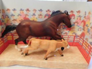 1999 Breyer Classics Rodeo No 6002 Roping Horse And Calf,  Box