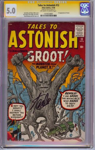 Tales To Astonish 13 Cgc 5.  0 Signed By Stan Lee First Appearance Of Groot