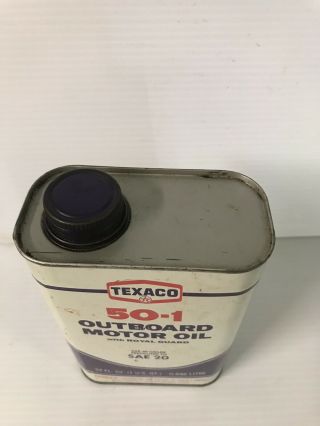 Vintage Texaco 50 - 1 Outboard Motor Oil Quart Can empty 5