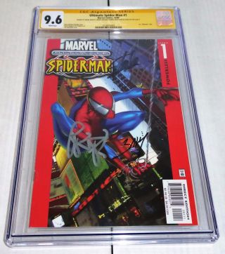Ultimate Spider - Man 1 3x Cgc Ss 9.  6 Signature Autograph Stan Lee Bagley Bendis