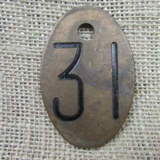 Vintage Large Brass Number Cow Tag Double Sided Steampunk Farm Dairy Marker 31
