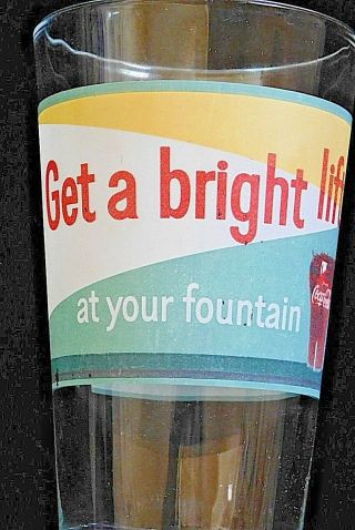 Vintage Coca Cola " Get A Bright Lift " Pint Glass Very Rare