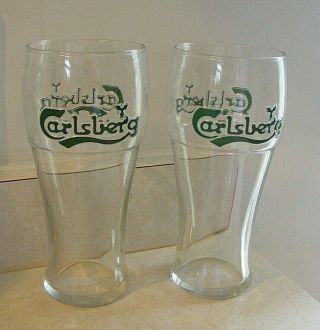 2 Vintage 16 Oz Pint Carlsberg Beer Drinking Glass Glasses Set - Mug