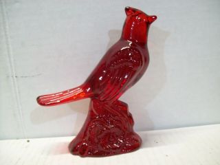 Cardinal Red Bird Solid Glass Figurine - No I.  D.  - 5 1/4 In.  High - One Piece - N