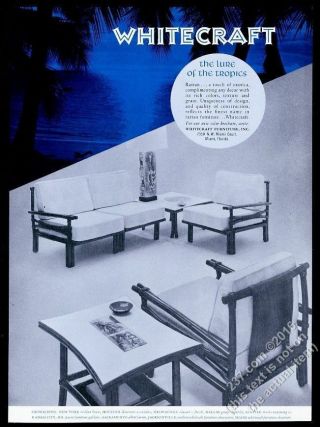 1960 Whitecraft Rattan Furniture Sofa Chair Table Photo Vintage Print Ad 2