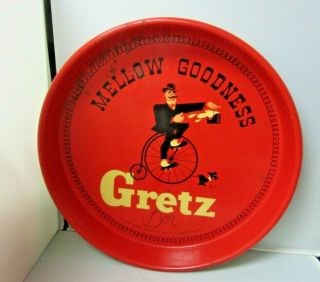 Vintage Mellow Goodness Gretz Beer Tray Red Philadelphia 13 Inch