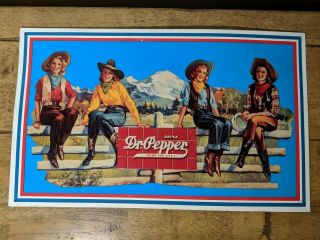 Vintage Dr.  Pepper Metal Sign 1994 Female Cowboys 14x10 Advertising