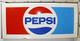 Pepsi Large Cooler Metal 17 " X36 " Sign 1970s