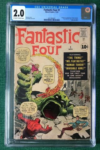 The Fantastic Four 1 Marvel Comics 1961 Jack Kirby Classic 1st App.  Cgc 2.  0 Gd
