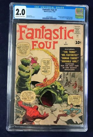 The Fantastic Four 1 Marvel Comics 1961 Jack Kirby Classic 1st App.  CGC 2.  0 GD 3