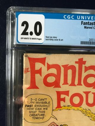 The Fantastic Four 1 Marvel Comics 1961 Jack Kirby Classic 1st App.  CGC 2.  0 GD 5