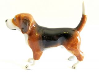 Miniature Porcelain,  Beagle Dog Figurine Approx 4.  75cm High