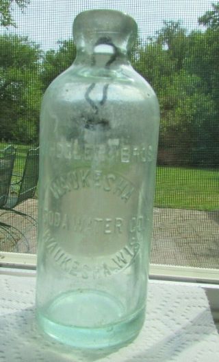 Blob Top Hutchinson Stoppered - Waukesha Soda Water Bottle (14)