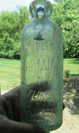 Blob Top Aqua Hutchinson Stoppered Bottle - The Queen City Bottling (12)
