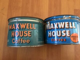 2 Vintage Maxwell House Coffee Tin Cans