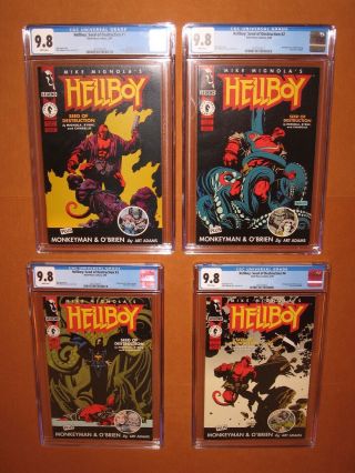 Hellboy Seed Of Destruction 1 2 3 4 All Cgc 9.  8 White Pages Full Run 12 Hd Pix