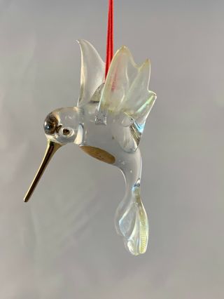 Vintage Crystal Hummingbird Sun Catcher Gold Trim