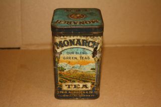 MONARCH GREEN TEA TIN Lion and Fields Graphic Yet Lovely Yours for $9 F/S 3