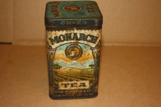 MONARCH GREEN TEA TIN Lion and Fields Graphic Yet Lovely Yours for $9 F/S 4