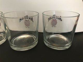 Jim Beam Vintage 16oz Cocktail Glass Set Of (5) And Boot Shotglass 8