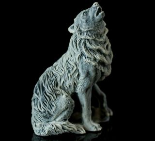 Marble Wolf Statue,  Russian Stone Art Miniature Realistic Animal Figurine
