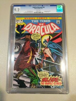 Tomb Of Dracula 10 Cgc 9.  2 White Pages,  1st Appearance Blade Mega Key