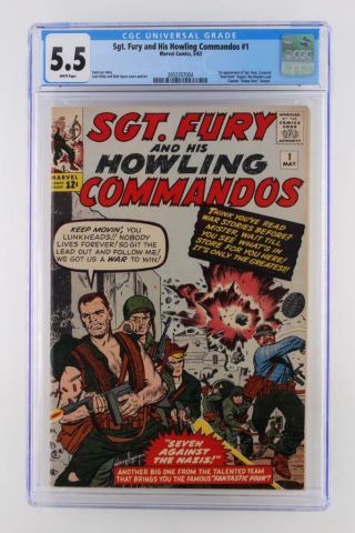 Sgt.  Fury 1 - Cgc 5.  5 Fn - Marvel 1963 - 1st App Of Sgt.  Fury & The Howlers