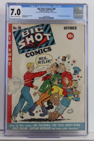 Big Shot Comics 28 - Cgc 7.  0 Fn/vf - Columbia 1942 - Hitler - Highest Grade