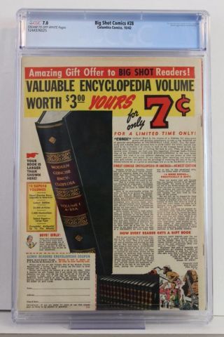 Big Shot Comics 28 - CGC 7.  0 FN/VF - Columbia 1942 - Hitler - HIGHEST GRADE 2