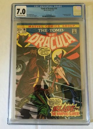 Tomb Of Dracula 10 (jul 1973,  Marvel) Cgc 7.  0 First Appearance Of Blade